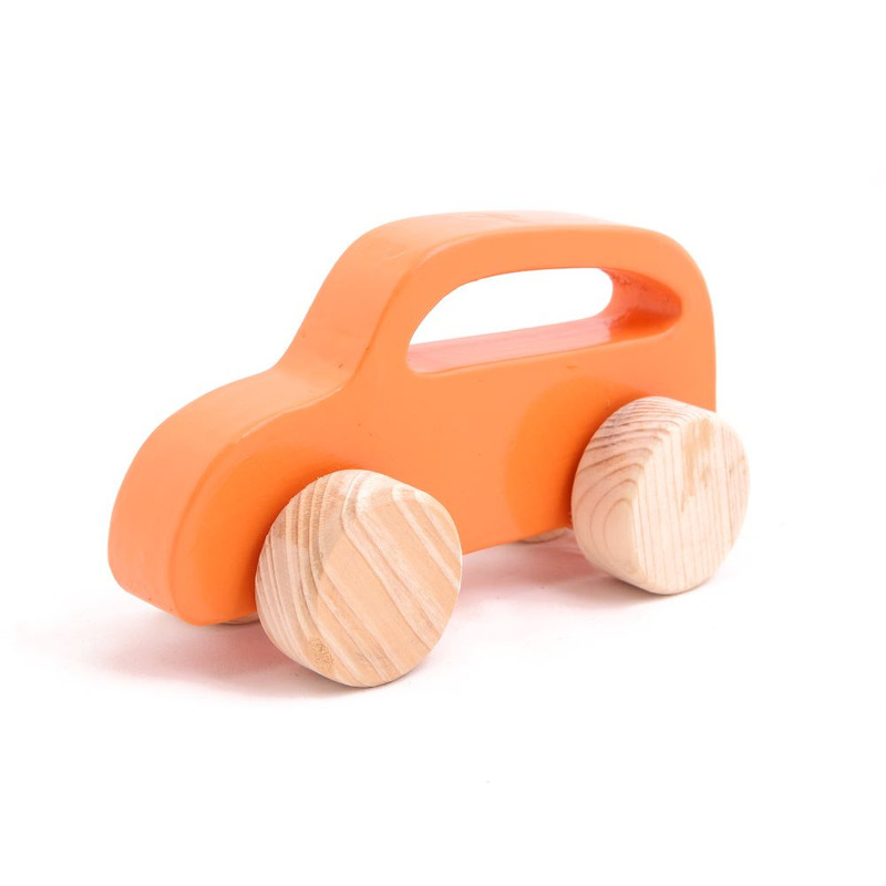 Wooden Push Toy Orange Car Fun Play (Orange) (1 Piece)
